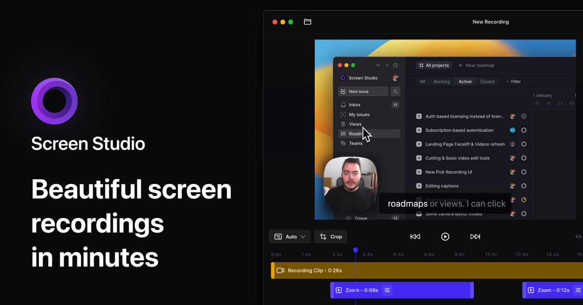 Screen Recorder for macOS. Beautiful videos in minutes | Screen Studio